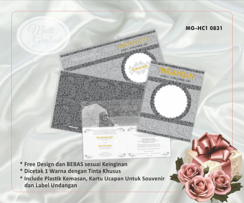 Cetak Undangan Hardcover 1 warna 22x16,5cm Include Amplop